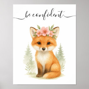 Poster Grossesse Whimsical Feminine Baby Fox Woodland Nur