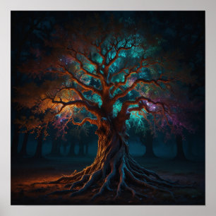 Poster Grotesque Ornate Binary Tree Entité Twisted Branch