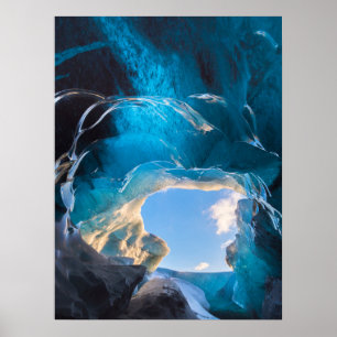 Poster Grotte de cristal, champ de glace de Vatnajokull,
