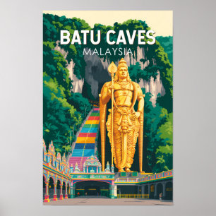 Poster Grottes de Batu Malaisie Illustration Art de Voyag