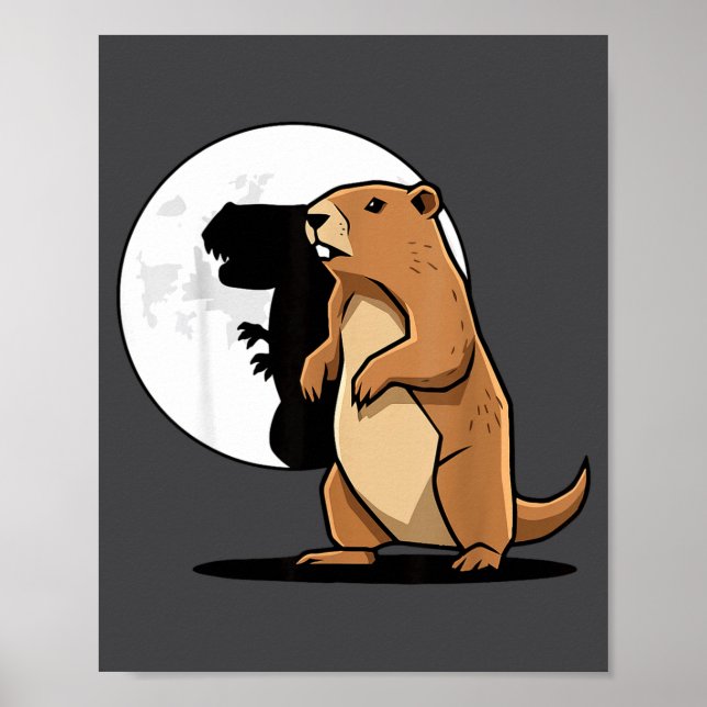 Poster Groundhog Shadow Dinosaur Puppet Happy Groundhog D (Devant)