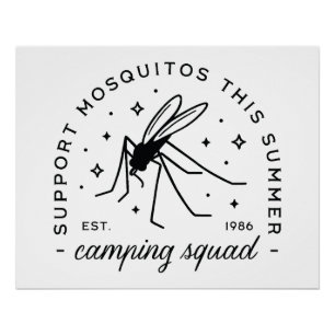 Poster Groupe de camping moustique drôle voyage de camp d