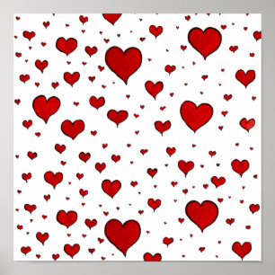 Poster Groupe de Canvas Red Hearts Imprimer