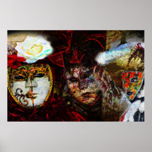 Poster Groupe de masques carnavals