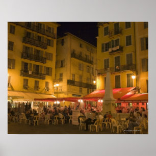 Poster Groupe de personnes assises dans un café en terras