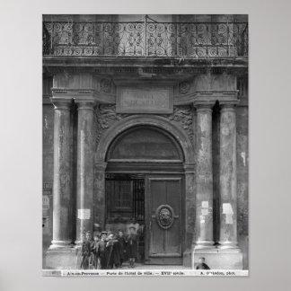 Poster Groupe d'écoliers quittant l'Hôtel de Ville
