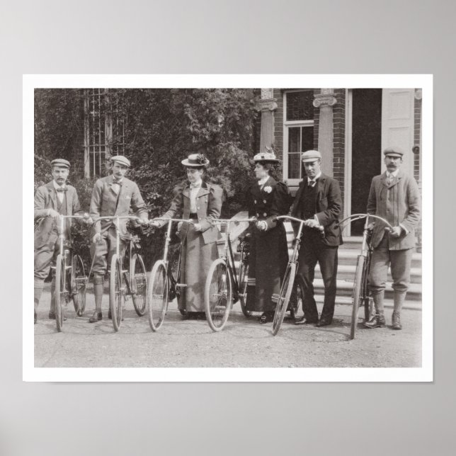 Poster Groupe d'edwardiane bicyclique, early 1900 s (b/w (Devant)