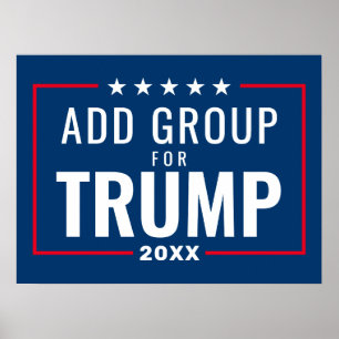Poster Groupe personnalisé pour Trump 2024 - rouge blanc 
