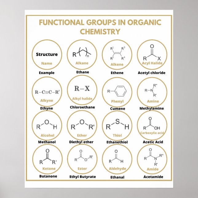 Poster Groupes fonctionnels de chimie (Devant)