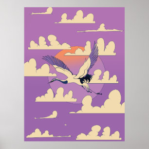 Poster Grue asiatique rose
