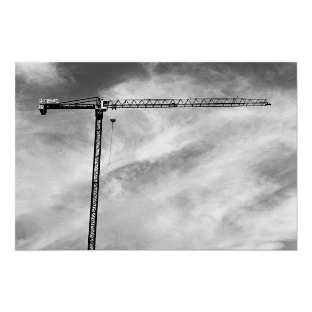 Poster Grue de construction artistique Photo noir et blan (Devant)