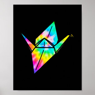 Poster Grue en papier Tie Dye Origami