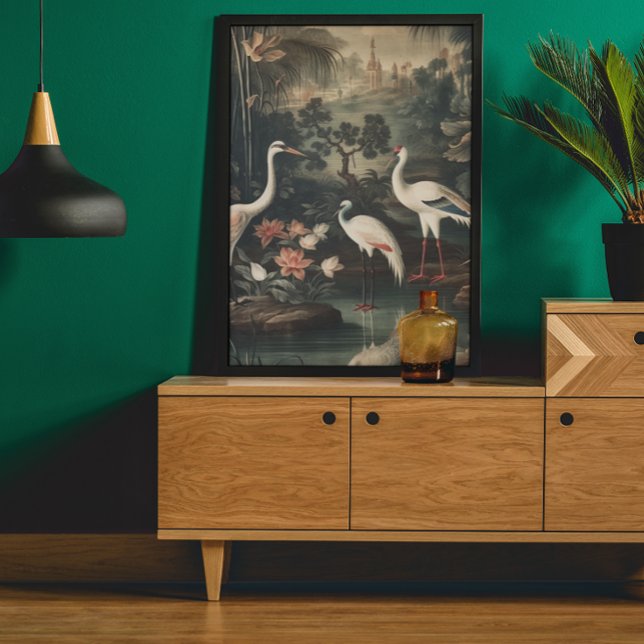 Poster grues vintages et palais sous les tropiques (Créateur téléchargé)