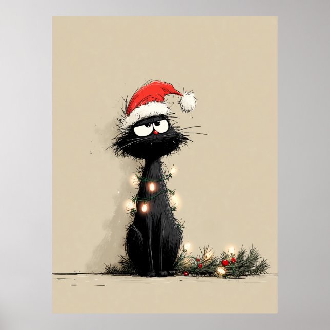 Poster Grumpy Christmas Cat Mood (Devant)