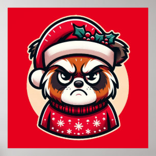 Poster Grumpy Christmas Chat - Ambiance festive amusante 