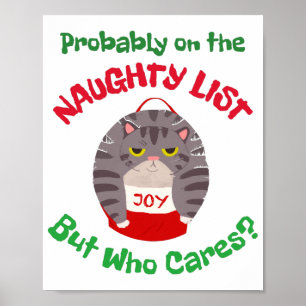 Poster Grumpy Sarcastique chat de Noël Probablement sur l