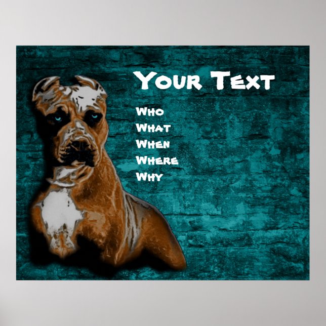 Poster Grunge American Pitbull Terrier Portrait (Devant)