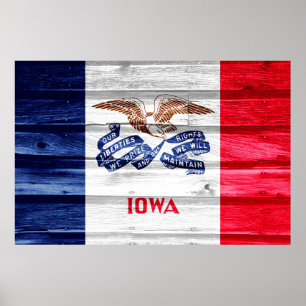 Poster Grunge du drapeau de l'État de l'Iowa