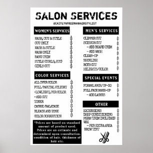 Poster Grunge Salon Menu
