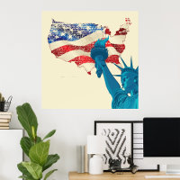 Poster Grunge Statue De La Liberté