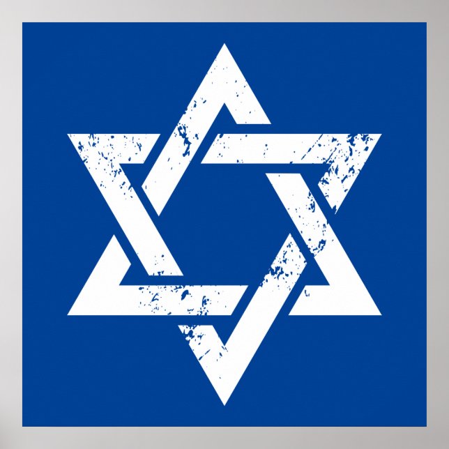 Poster Grunge White Star de David (Devant)