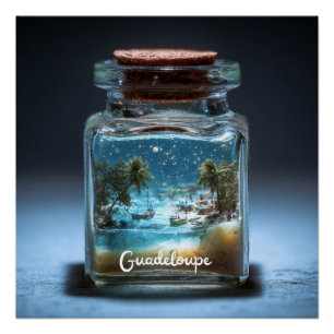 Poster Guadeloupe Enchantée dans une Bouteille Miniature