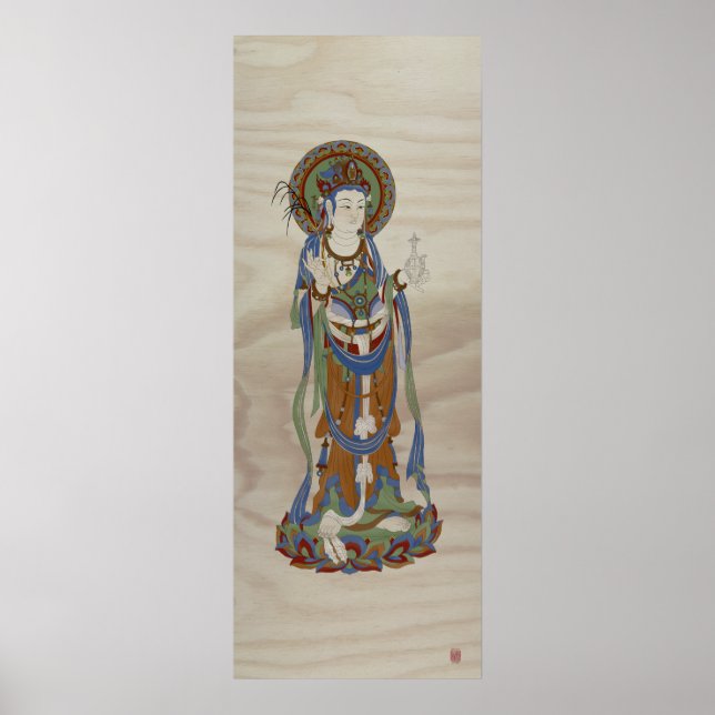 Poster Guan Yin Bouddha Doug Fir Art Arrière - plan Impri (Devant)