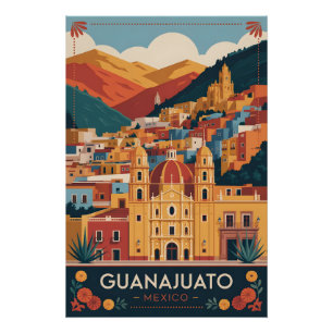 Poster Guanajuato Mexique Art de l'affiche de voyage rétr