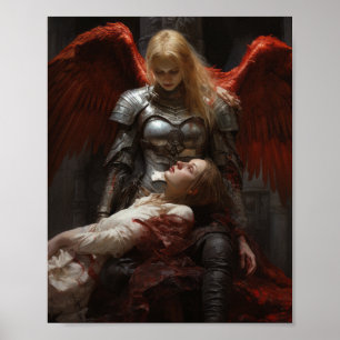 Poster Guardian Angel regarde le guerrier gothique - Post