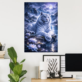Poster Guardian White Tiger – Silent Strength and Gentle 
