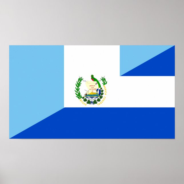 Poster guatemala el salvador demi-drapeau symbole du pays (Devant)
