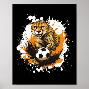 Poster Guépard jouant au football animal drôle