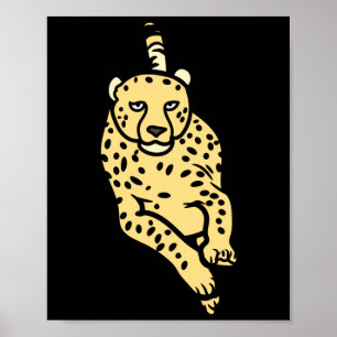 Poster Guépard sauvage courant rapidement animal chasse p