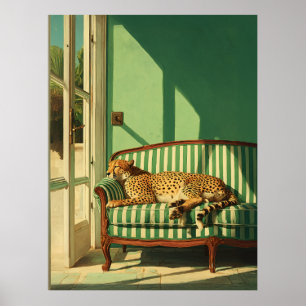 Poster Guépard se reposant dans une pièce ensoleillée