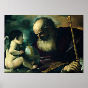 Poster Guercino - Dieu le Père et l'Ange - 1620