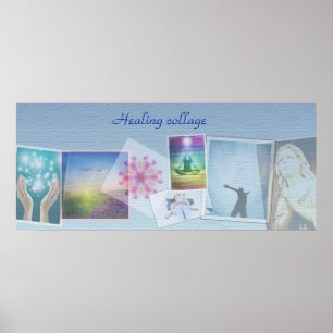 Poster Guérir avec amour, Reiki guérisseurs collage pos