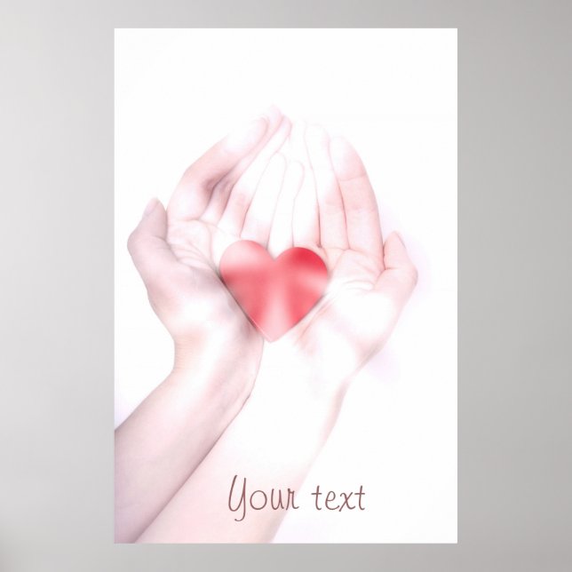 Poster Guérir les mains avec le coeur rouge personnaliser (Devant)