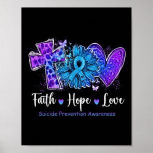 Poster Guérison Amour Paix Tournesol Sarcelle & Viole