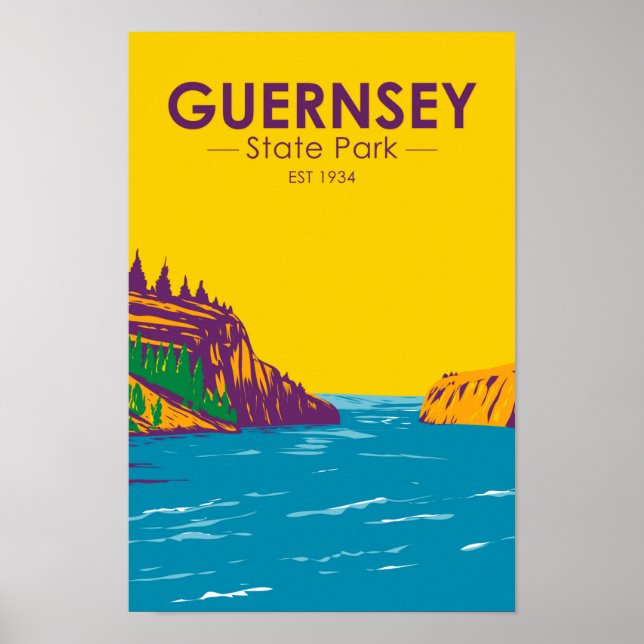 Poster Guernesey State Park Wyoming Vintage (Devant)