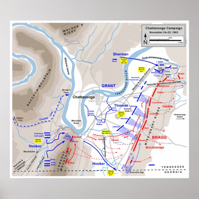Poster Guerre civile américaine Bataille de Chattanooga 1 (Devant)