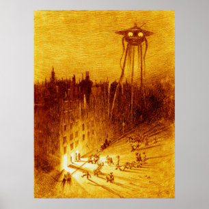 Poster Guerre des Mondes H G Wells Alvim Corréa 1906