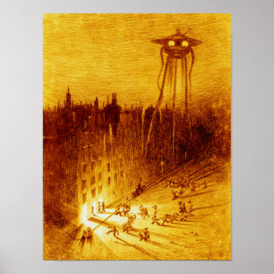 Poster Guerre des Mondes H G Wells Alvim Corréa 1906