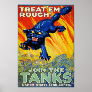 Poster Guerre militaire vintage Recrutement avec un chat