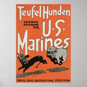 Poster Guerre mondiale vintage de ~ de Teufel Hunden 1.
