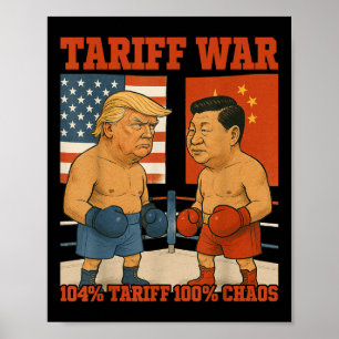 Poster Guerre Tarifaire Drôle Trump Vs Xi Jinping Boxing 