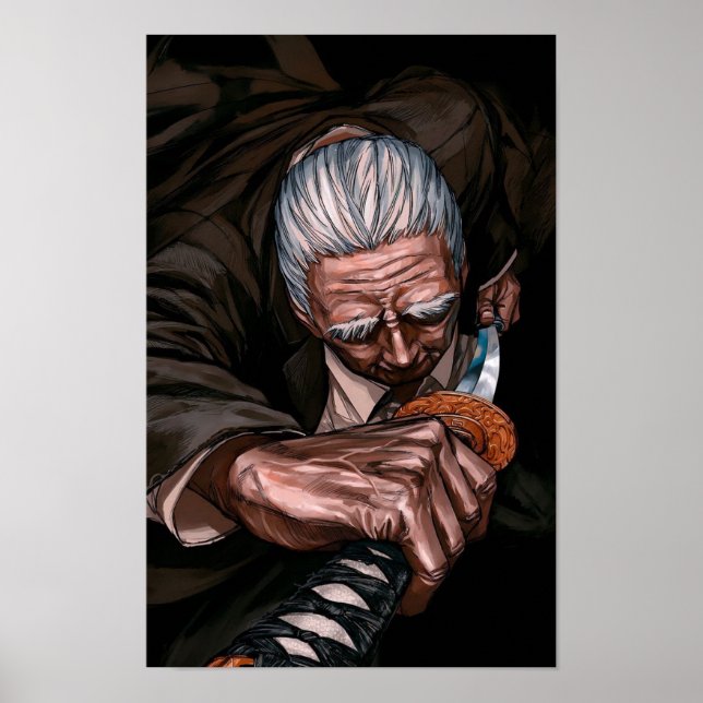 Poster Guerrier Âgé Avec Épée (Devant)