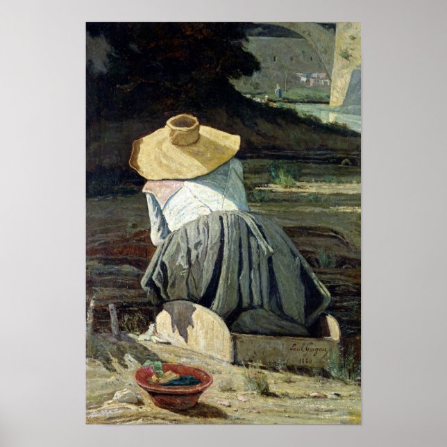 Poster Guerrier au bord de la rivière, 1860 (Devant)