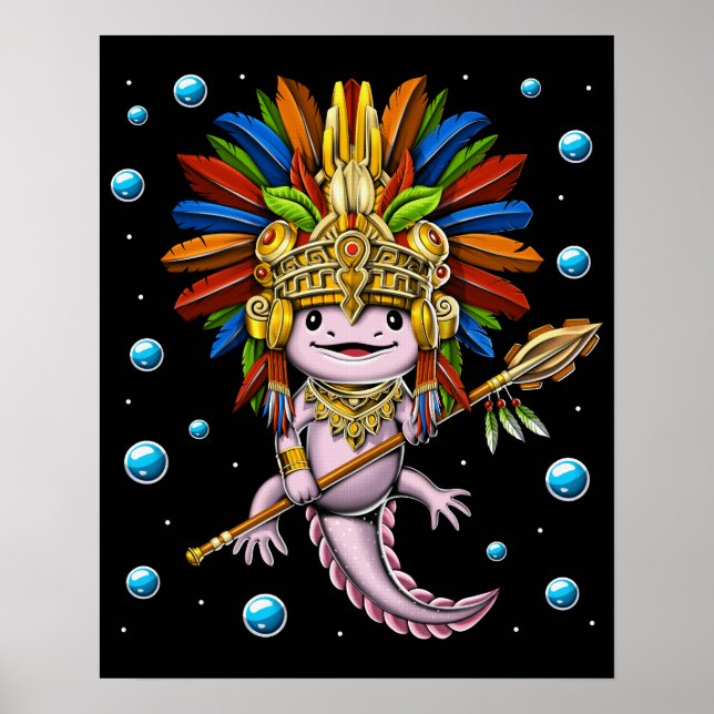 Poster Guerrier Axolotl Aztec (Devant)