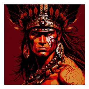 Poster Guerrier aztèque, culture aztèque, culture maya