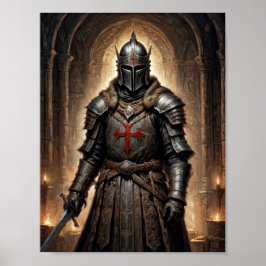 Poster Guerrier de la croisade fantastique dans une crypt